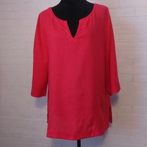 J Jill 100% linen tunic top, red.